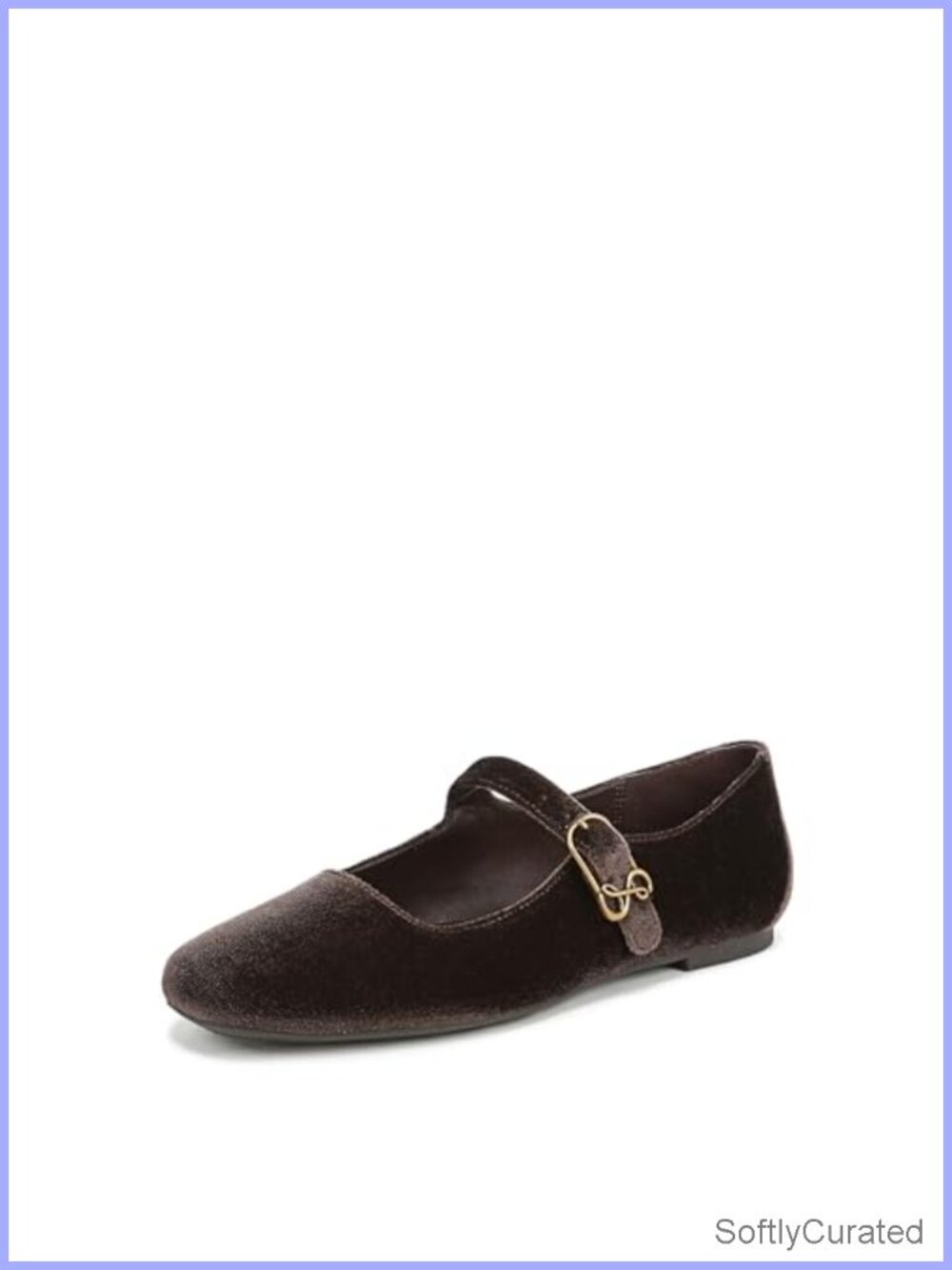 Sam & Libby Fredi Mary Jane Flat Buckle Square Toe Velvet Casual